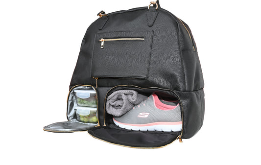bag with lunch box and shoe compartment